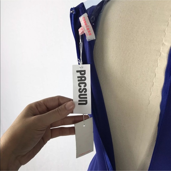NEW PACSUN Plastic & Blue Bodycon Dress - Picture 7 of 8